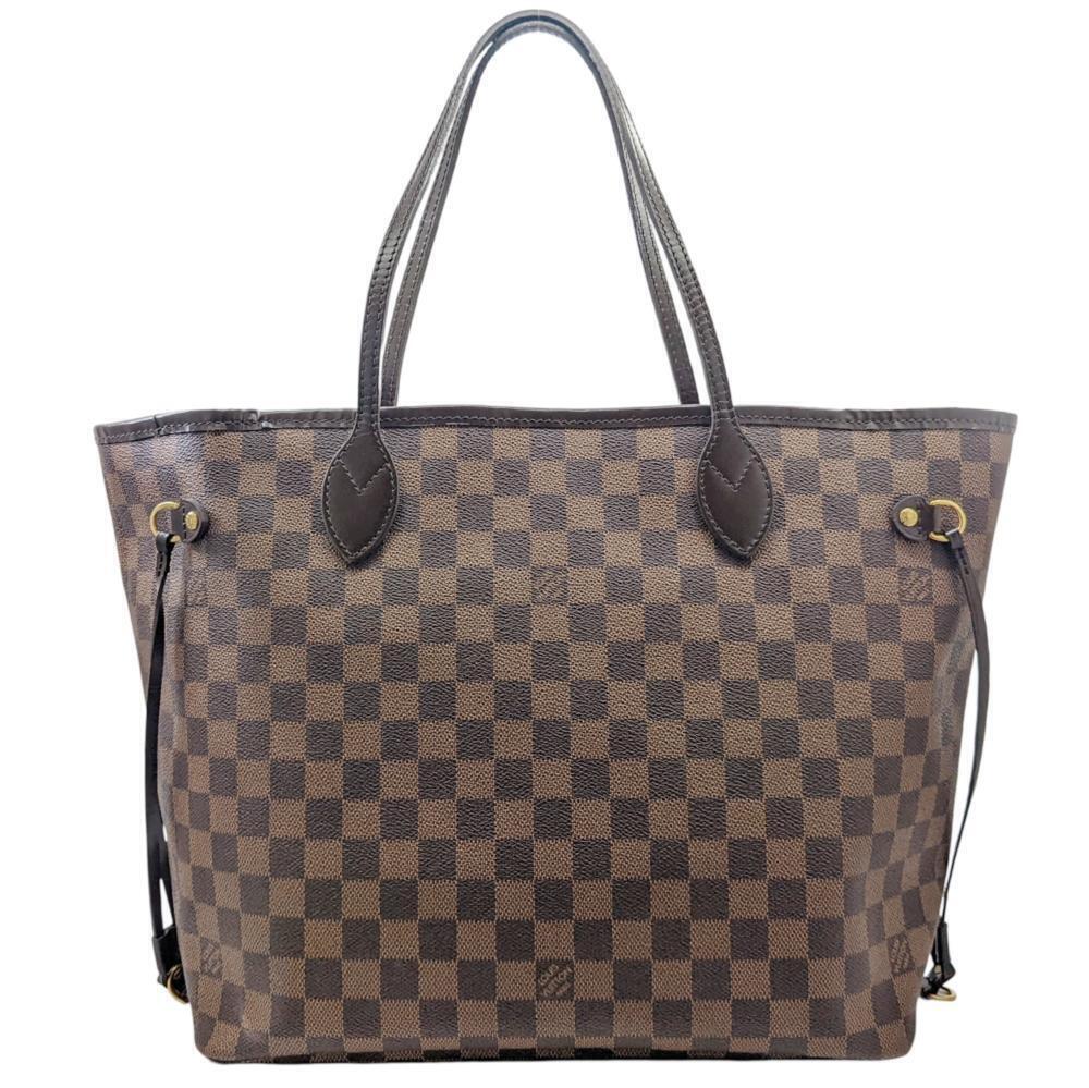 Louis Vuitton Damier Neverfull Tote Bag Canvas Leather Ebene Brown